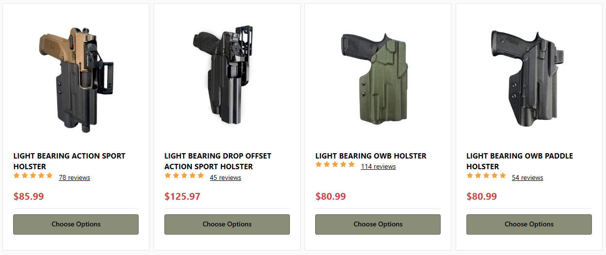 Light bearing OWB Holster Options Light Compatible OWB Holster options from Dara Holsters